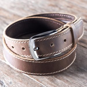 Mens Black Distressed Leather Belt